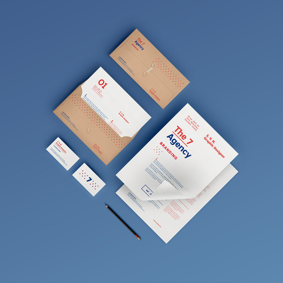 Branding stationery for The 7 Agency.