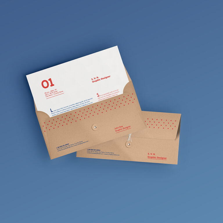 Brown envelopes with design mockups.