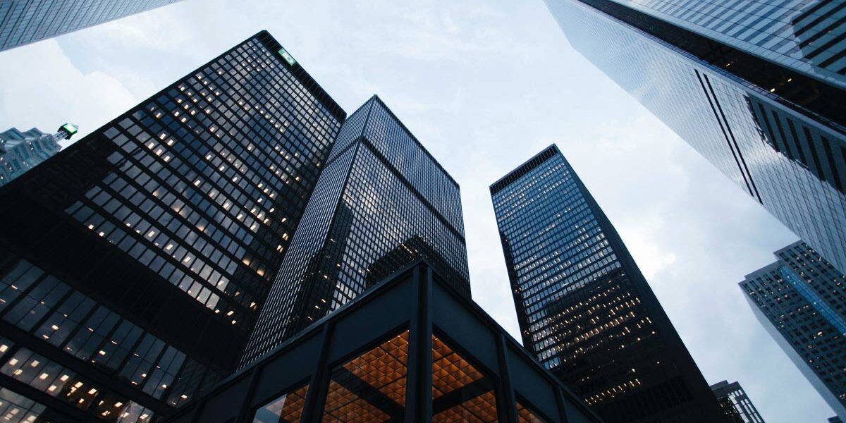 Modern skyscrapers reaching for the sky.