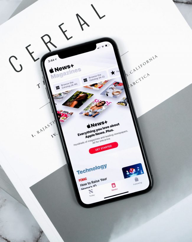 Apple News+ magazines app screen.
