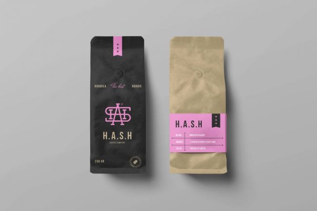 H.A.S.H Coffee Company bags, 250g.